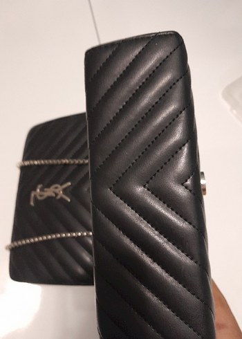 Zincir Detaylı Siyah Deri Çanta - Görsel 6