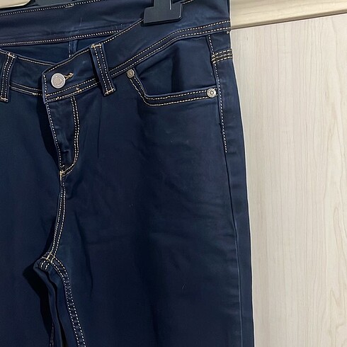 33 Beden lacivert Renk Erkek Kot görünümlü likralı kumaş pantolon
