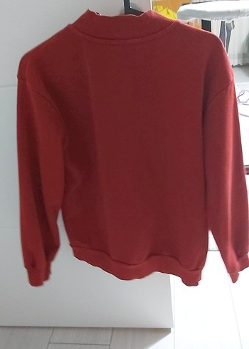 LC Waikiki Kırmızı New York Baskılı Fermuarlı Sweatshirt