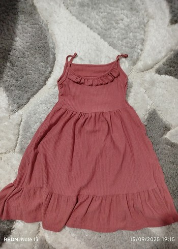 LC Waikiki Kız Çocuk Pembe Keten Fırfırlı Elbise