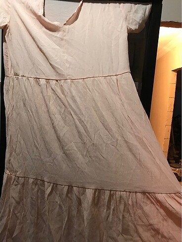 V yaka salaş elbise açık pembe - Görsel 6