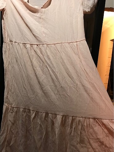 V yaka salaş elbise açık pembe - Görsel 7