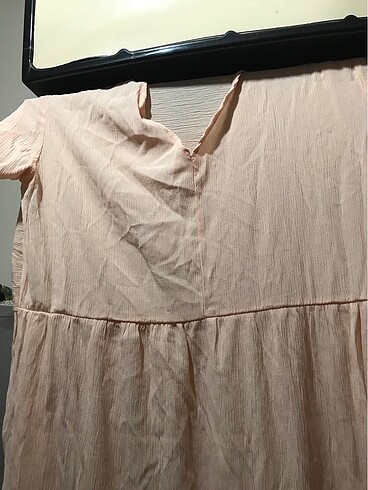 V yaka salaş elbise açık pembe - Görsel 8