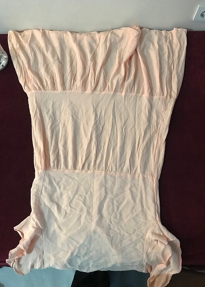 V yaka salaş elbise açık pembe - Görsel 3