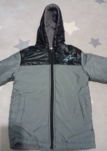 Kapüşonlu, Fermuarlı Erkek Çocuk Gri Mont - Görsel 5