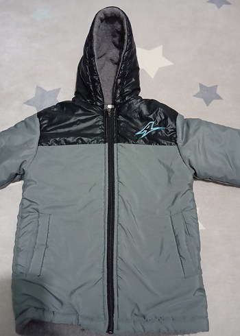 Kapüşonlu, Fermuarlı Erkek Çocuk Gri Mont - Görsel 2