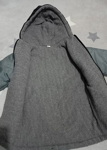 Kapüşonlu, Fermuarlı Erkek Çocuk Gri Mont - Görsel 7