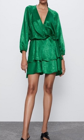 Zara saten elbise
