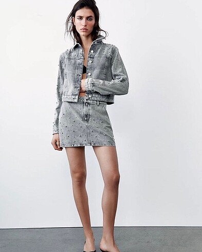 Zara etek ceket kot takım