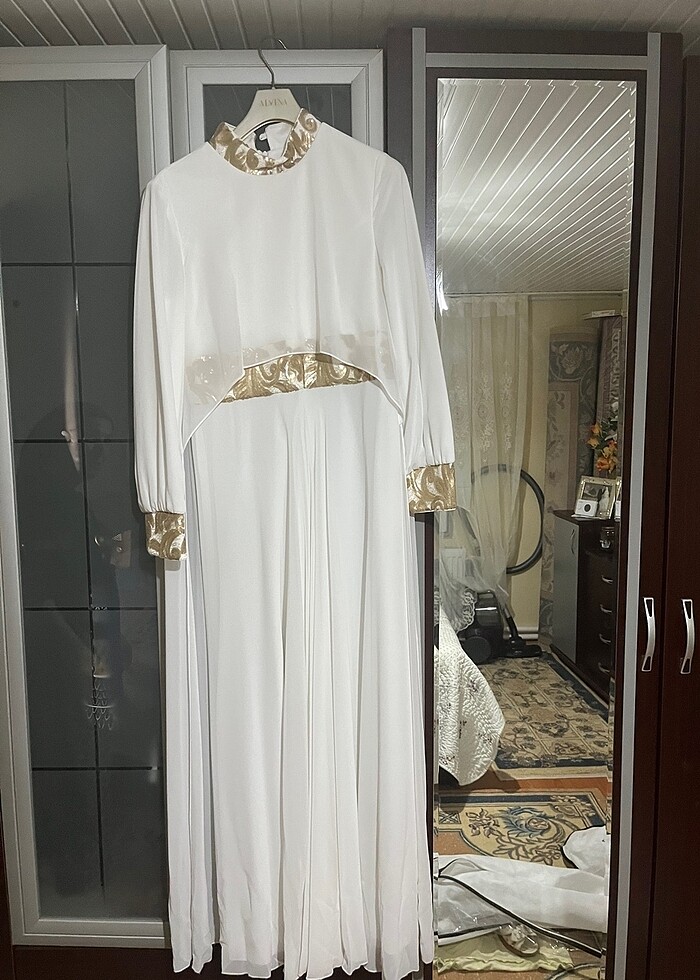 Alvina Beyaz kol ve bel detaylı elbise - Görsel 5