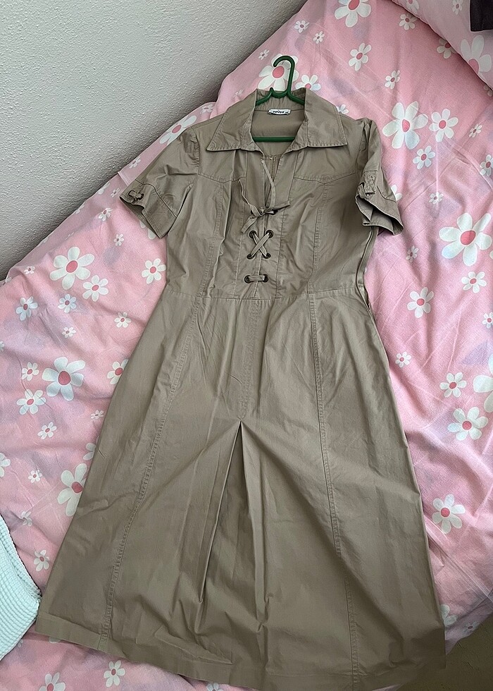 Keten midi boy elbise - Görsel 2