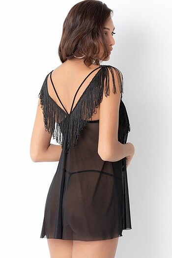 Miorre MİORRE GÜPÜR VE PÜSKÜL TRANSPARAN BABYDOLL