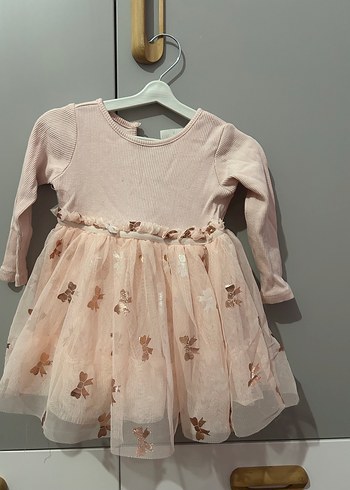 H&M Kız Çocuk Pembe Uzun Kollu Fırfırlı Elbise - Görsel 2