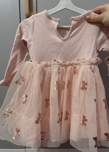 H&M Kız Çocuk Pembe Uzun Kollu Fırfırlı Elbise - Görsel 4