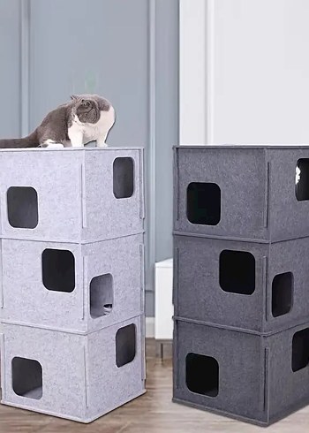 3 Katlı Keçe Kedi Evi - Görsel 3