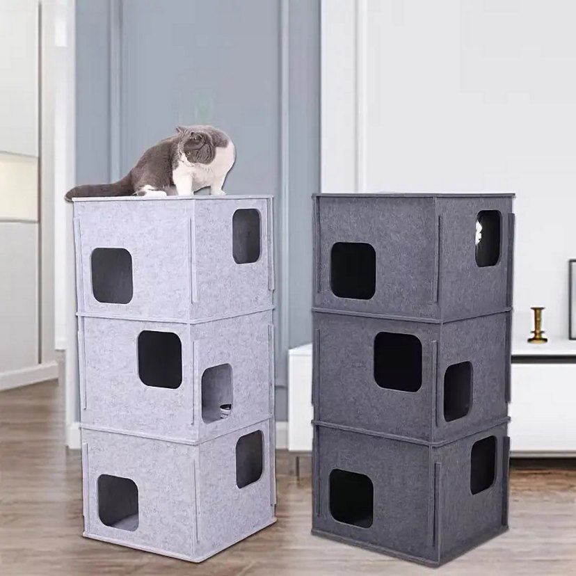 3 Katlı Keçe Kedi Evi - Görsel 3