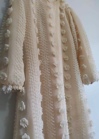 Nakışlı Beyaz Uzun Triko Elbise - Görsel 2