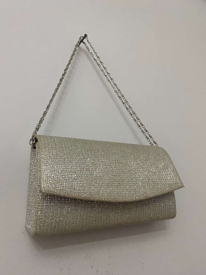 Gri Zincir Detaylı Yılan Desenli Kadın Portföy Çanta - Görsel 2