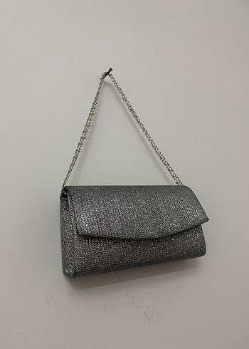 Gri Yılan Desenli Zincir Detaylı Kadın Portföy Çanta - Görsel 2