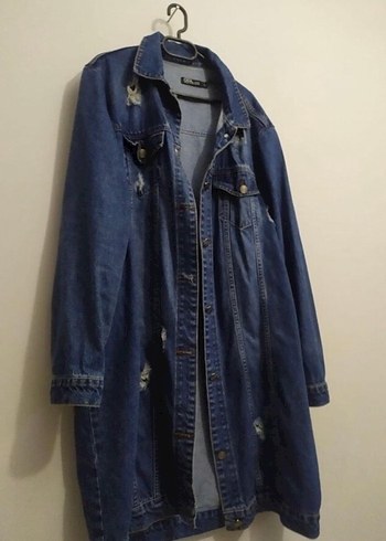 Düğmeli Mavi Kadın Denim Ceket - Görsel 2