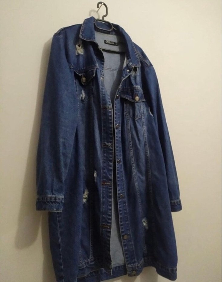 Düğmeli Mavi Kadın Denim Ceket - Görsel 2