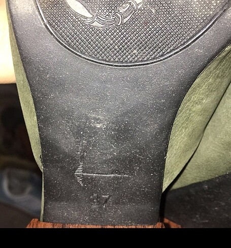 İnci deri süet karışımı haki yeşil terlik - Görsel 4