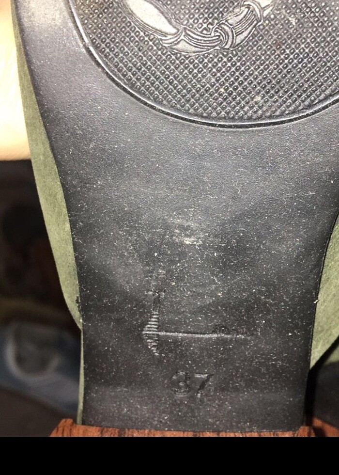 İnci deri süet karışımı haki yeşil terlik - Görsel 4