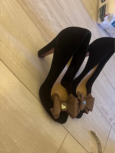 Süet kalın topuk ayakkabı - Görsel 5