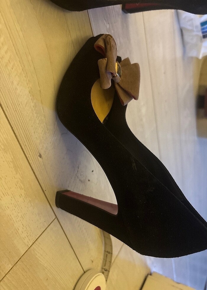 Süet kalın topuk ayakkabı - Görsel 4