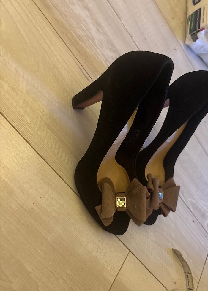 Süet kalın topuk ayakkabı - Görsel 5