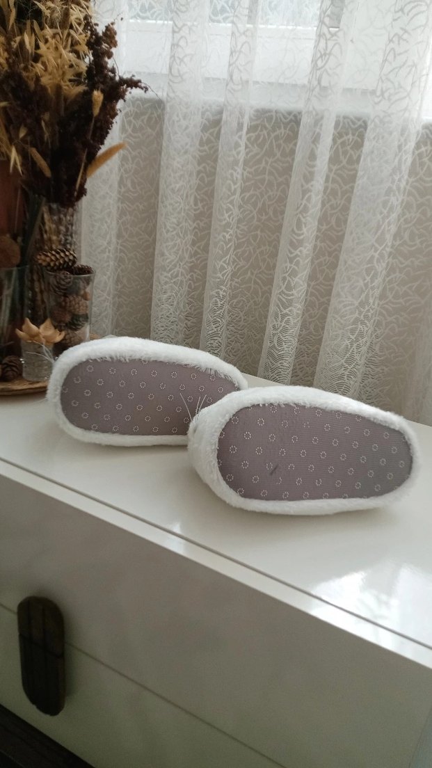 30-33 panduf Beyaz Peluş Tavşan Ev Terliği - Görsel 4