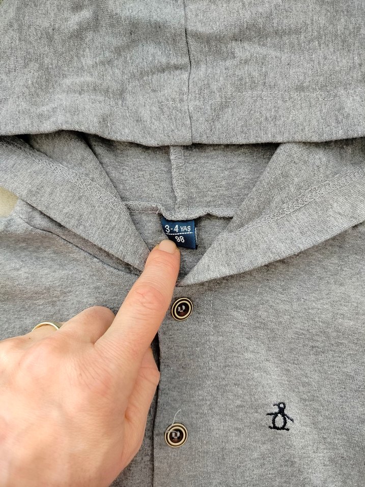 Düğmeli Kapüşonlu Erkek Çocuk Gri hırka - Görsel 3