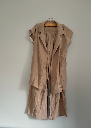 Bej Uzun Keten Kadın takım - Görsel 3