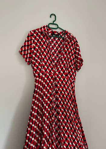 Kırmızı Desenli Düğmeli Kadın Gömlek - Görsel 3