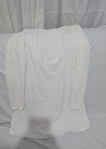 Beyaz Uzun Kollu Kadın Basic Tunik - Görsel 2