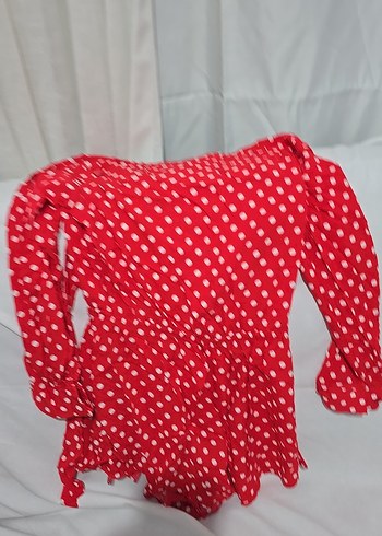 Kırmızı Puantiyeli Hamile Bluzu şortlu - Görsel 3