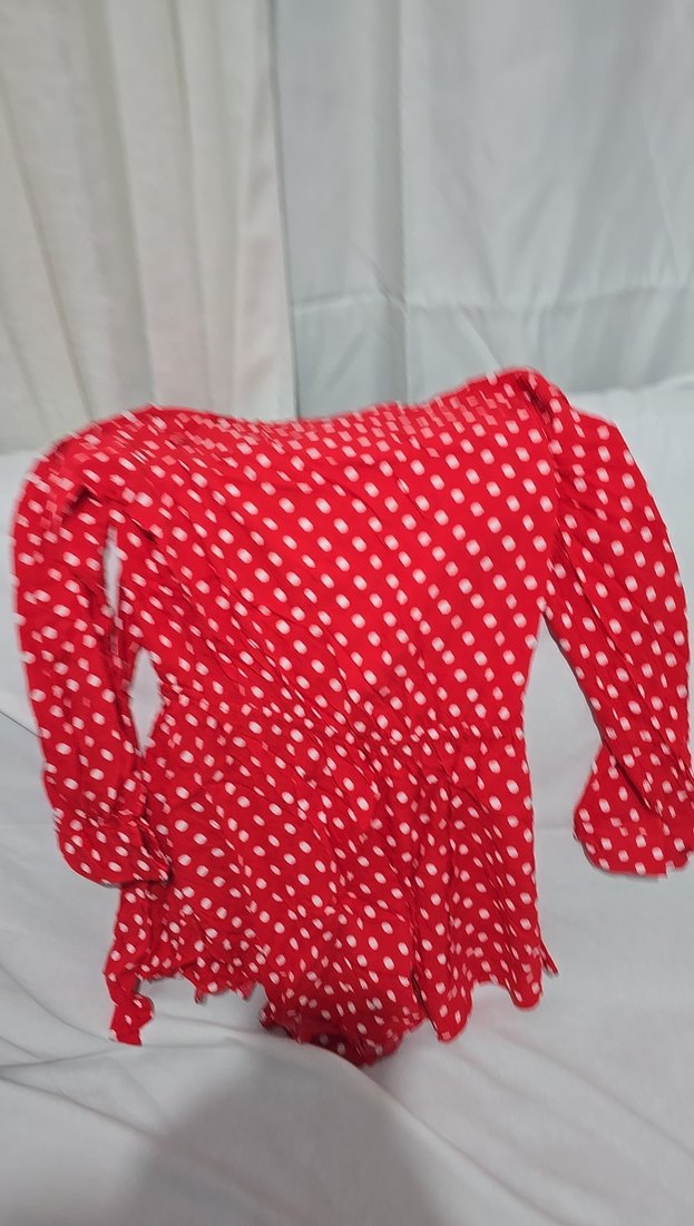 Kırmızı Puantiyeli Hamile Bluzu şortlu - Görsel 3