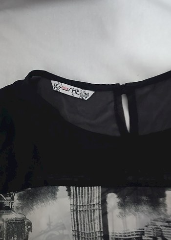 Sokak Stili Siyah Baskılı Kadın Uzun Kollu şifoner - Görsel 3