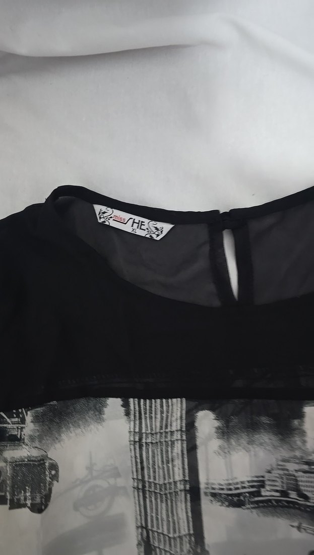 Sokak Stili Siyah Baskılı Kadın Uzun Kollu şifoner - Görsel 3