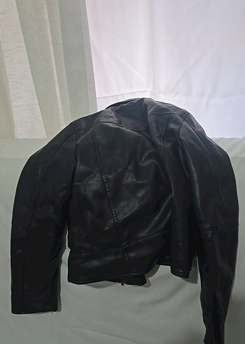 Kadın Siyah Deri Biker Ceket - Görsel 2