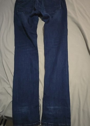 Lacivert Kadın Denim Normal Boy Kemerli Pantolon - Görsel 3