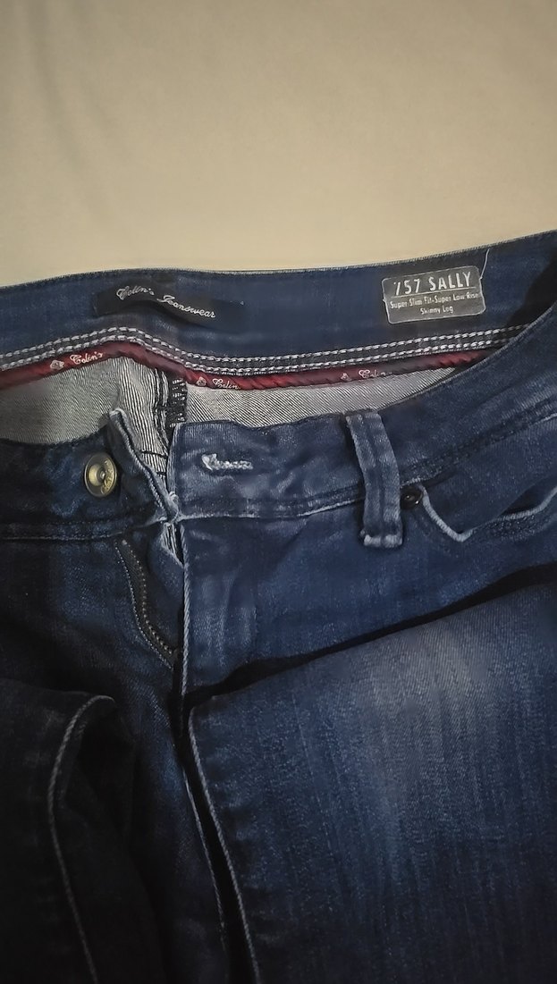 Lacivert Kadın Denim Normal Boy Kemerli Pantolon - Görsel 2