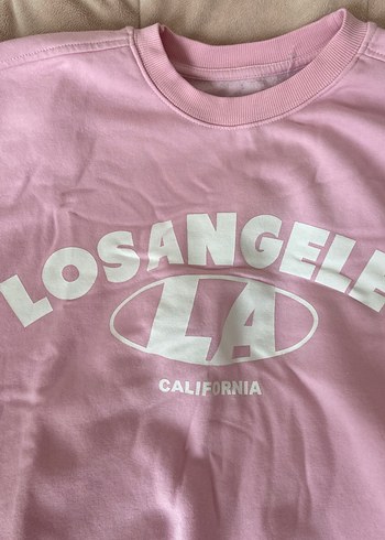 Zara Pembe Baskılı Kadın Sweatshirt, Rahat Kesim
