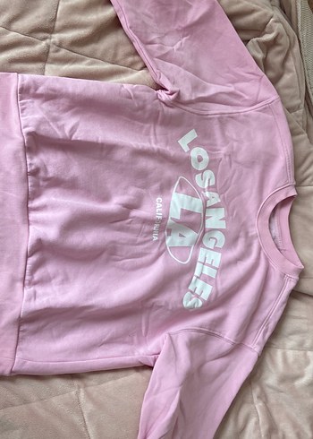 Pembe Baskılı Kadın Sweatshirt, Rahat Kesim