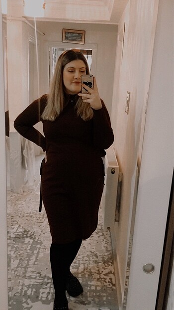 xl Beden bordo Renk Triko elbise
