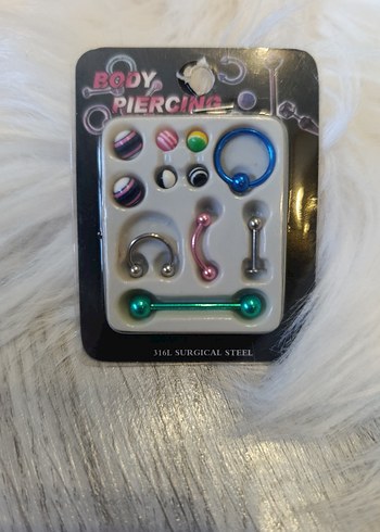 Renkli Rock Punk Boncuklu Kadın Piercing Seti