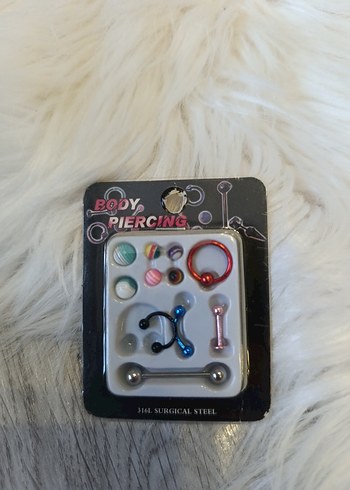 Çok Renkli Boncuklu Rock Punk Piercing Seti