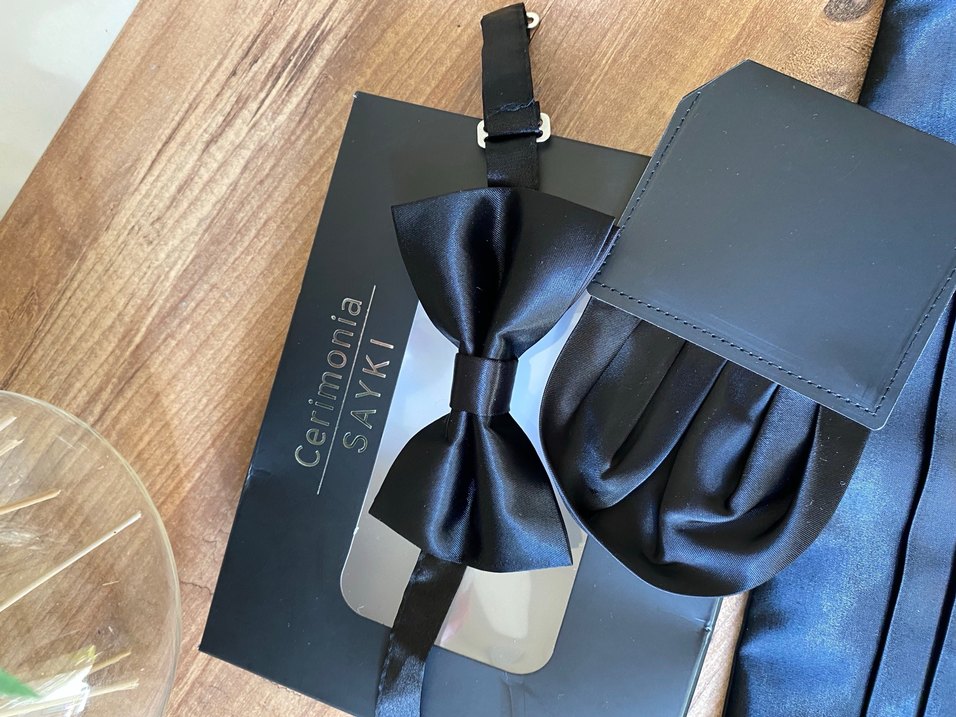 HATEMOĞLU DAMAT KUŞAK-PAPYON-MENDİL SETİ - Görsel 2