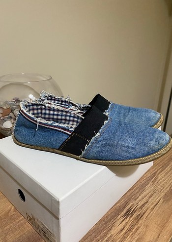 Renkli Bağcıklı Denim Erkek Espadril yazlık ayakkabı - Görsel 5