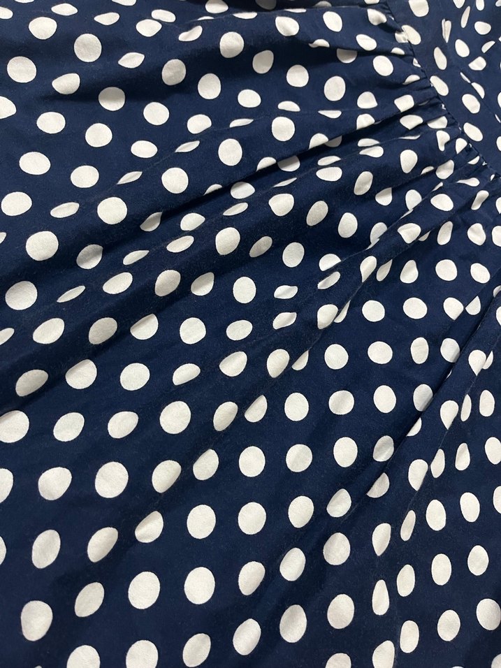 Lacivert Beyaz Puantiyeli Midi Elbise - Görsel 4